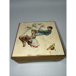 Vintage Norman Rockwell Music Box Jewelry Schmid Fly Me To the Moon  -Japan